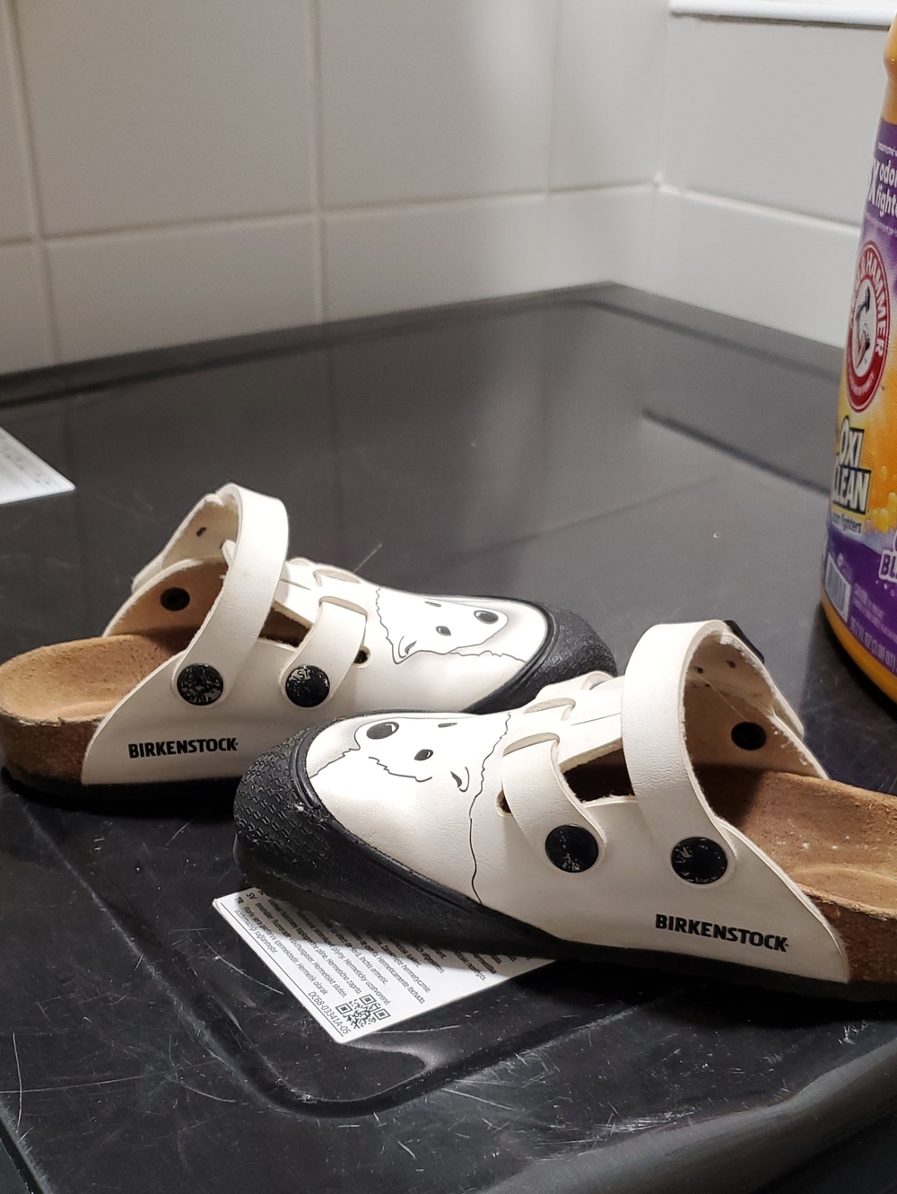 Birkenstock Kids White polar bear Print Clog Sandals